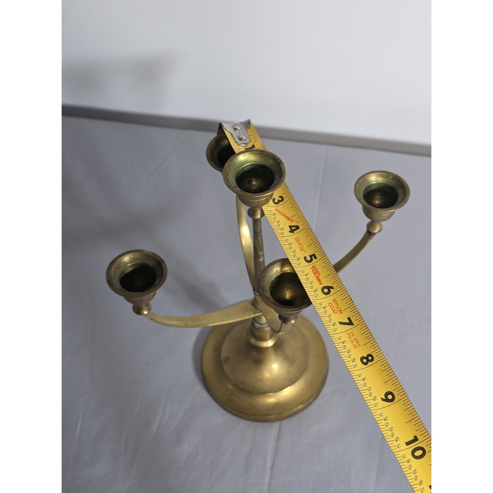 brass gold candelabra 5 Candlestick Centerpiece Vintage Decor Home - Picture 7 of 10